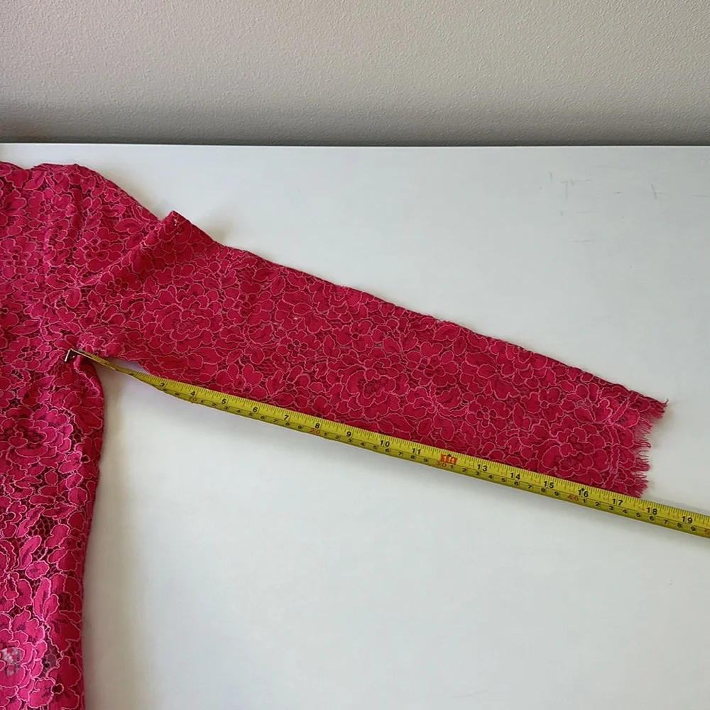 J Crew Mock Neck Lace Top in Dragonfruit NWT Size 6